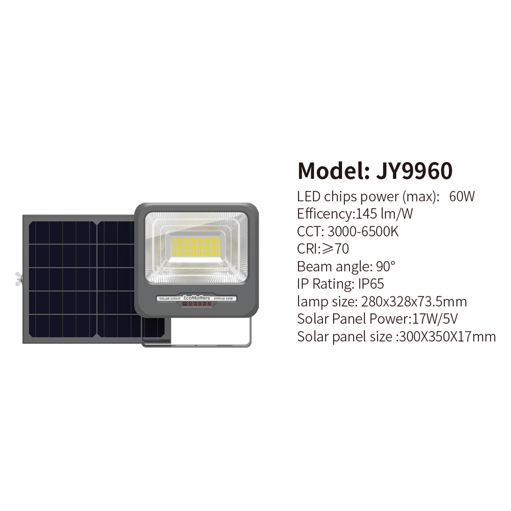 Foco solar de 30W, 60W, 120W, 200W y 300W con control remoto, resistente al  agua IP65, material de aluminio para iluminación exterior 